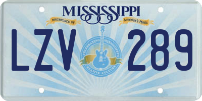 MS license plate LZV289