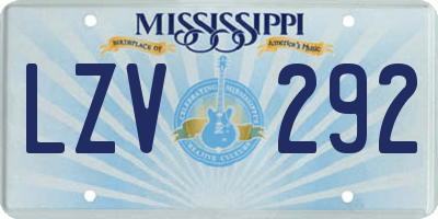 MS license plate LZV292
