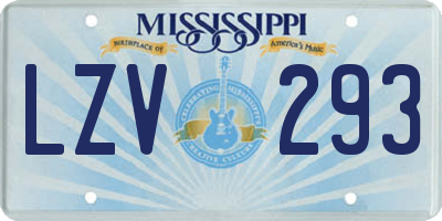 MS license plate LZV293
