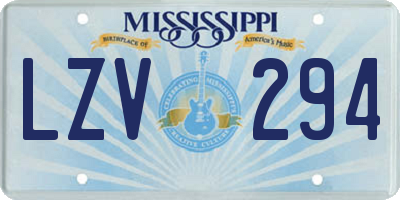 MS license plate LZV294