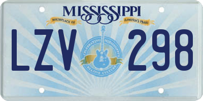 MS license plate LZV298