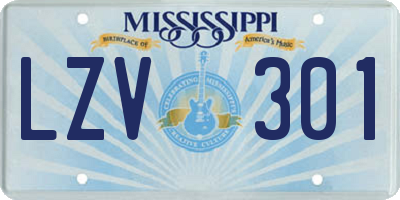 MS license plate LZV301