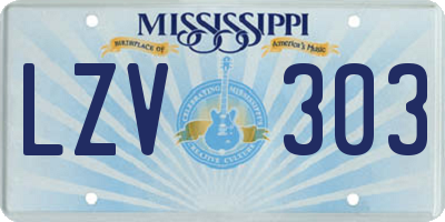 MS license plate LZV303