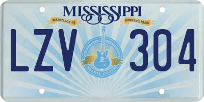 MS license plate LZV304