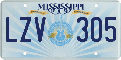 MS license plate LZV305
