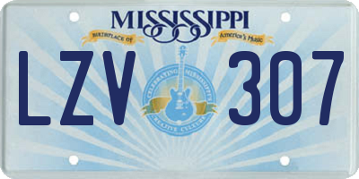 MS license plate LZV307