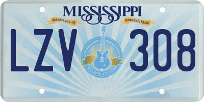 MS license plate LZV308