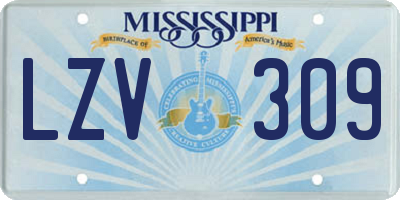 MS license plate LZV309