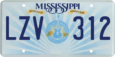 MS license plate LZV312