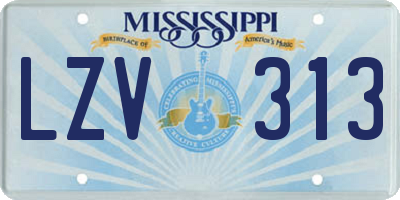 MS license plate LZV313