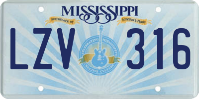 MS license plate LZV316