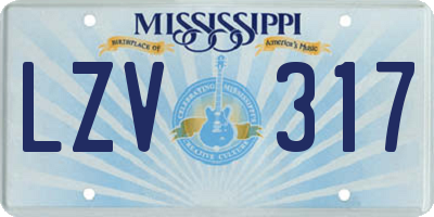 MS license plate LZV317