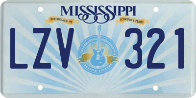 MS license plate LZV321