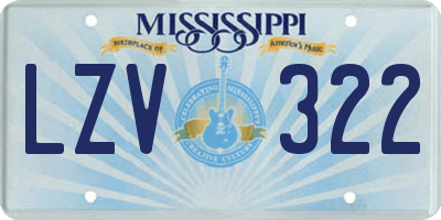 MS license plate LZV322