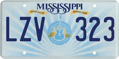 MS license plate LZV323