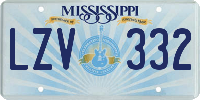 MS license plate LZV332