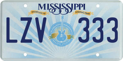 MS license plate LZV333