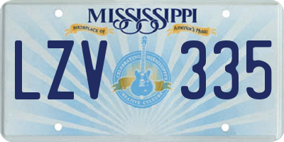 MS license plate LZV335