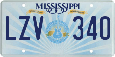 MS license plate LZV340