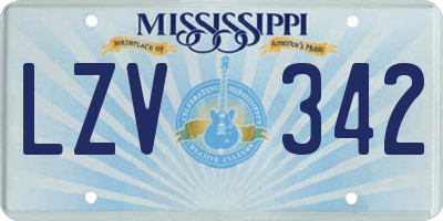 MS license plate LZV342