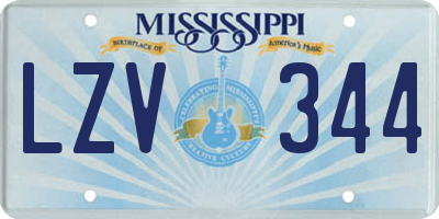 MS license plate LZV344
