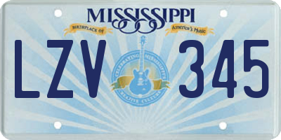 MS license plate LZV345