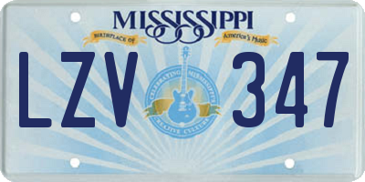 MS license plate LZV347