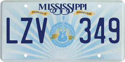 MS license plate LZV349