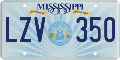 MS license plate LZV350