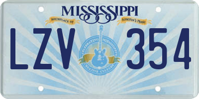 MS license plate LZV354