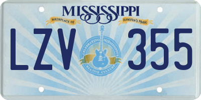 MS license plate LZV355