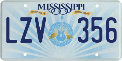 MS license plate LZV356