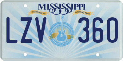 MS license plate LZV360