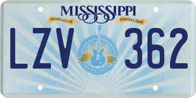 MS license plate LZV362