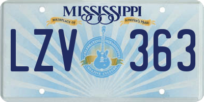MS license plate LZV363