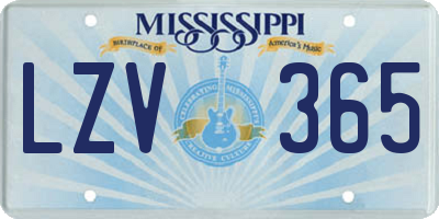 MS license plate LZV365