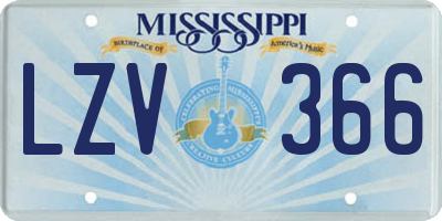 MS license plate LZV366