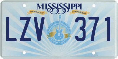 MS license plate LZV371