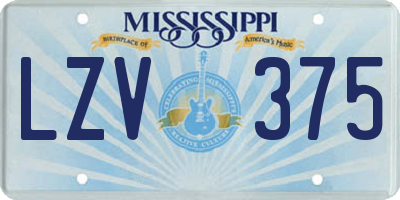 MS license plate LZV375