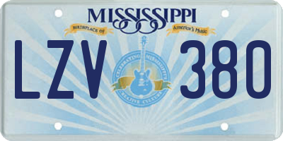 MS license plate LZV380