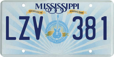 MS license plate LZV381
