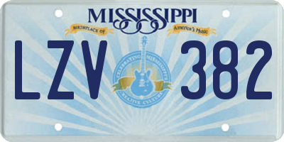 MS license plate LZV382