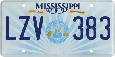 MS license plate LZV383