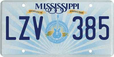 MS license plate LZV385