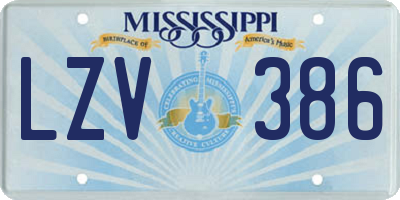MS license plate LZV386
