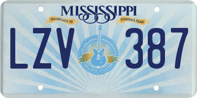 MS license plate LZV387