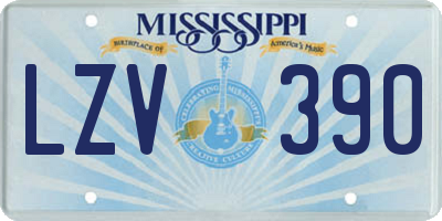 MS license plate LZV390