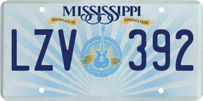 MS license plate LZV392