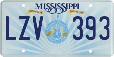 MS license plate LZV393