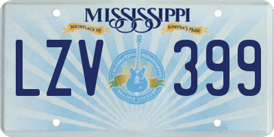 MS license plate LZV399